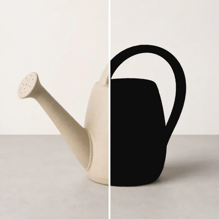Watering can photo beside its filled silhouette result