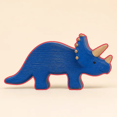 Red triceratops outline over the original photo
